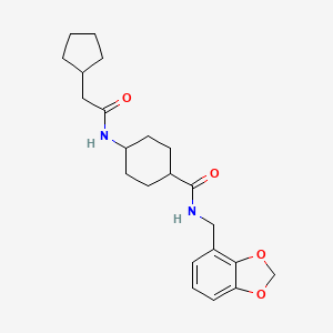 molecular formula C22H30N2O4 B6903848 N-(1,3-benzodioxol-4-ylmethyl)-4-[(2-cyclopentylacetyl)amino]cyclohexane-1-carboxamide 