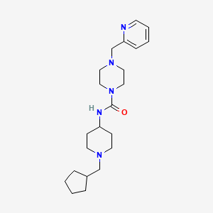 molecular formula C22H35N5O B6903866 N-[1-(cyclopentylmethyl)piperidin-4-yl]-4-(pyridin-2-ylmethyl)piperazine-1-carboxamide 
