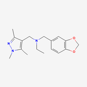 molecular formula C17H23N3O2 B6903887 N-(1,3-benzodioxol-5-ylmethyl)-N-[(1,3,5-trimethylpyrazol-4-yl)methyl]ethanamine 