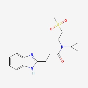 molecular formula C17H23N3O3S B6903895 N-cyclopropyl-3-(4-methyl-1H-benzimidazol-2-yl)-N-(2-methylsulfonylethyl)propanamide 