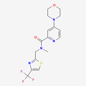 molecular formula C16H17F3N4O2S B6903975 N-methyl-4-morpholin-4-yl-N-[[4-(trifluoromethyl)-1,3-thiazol-2-yl]methyl]pyridine-2-carboxamide 