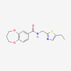 molecular formula C16H18N2O3S B6904008 N-[(5-ethyl-1,3-thiazol-2-yl)methyl]-3,4-dihydro-2H-1,5-benzodioxepine-7-carboxamide 