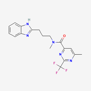 molecular formula C18H18F3N5O B6904033 N-[3-(1H-benzimidazol-2-yl)propyl]-N,6-dimethyl-2-(trifluoromethyl)pyrimidine-4-carboxamide 