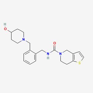 molecular formula C21H27N3O2S B6904156 N-[[2-[(4-hydroxypiperidin-1-yl)methyl]phenyl]methyl]-6,7-dihydro-4H-thieno[3,2-c]pyridine-5-carboxamide 