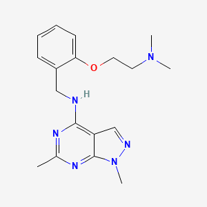 molecular formula C18H24N6O B6904206 N-[[2-[2-(dimethylamino)ethoxy]phenyl]methyl]-1,6-dimethylpyrazolo[3,4-d]pyrimidin-4-amine 