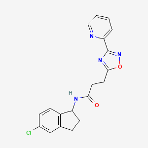molecular formula C19H17ClN4O2 B6904250 N-(5-chloro-2,3-dihydro-1H-inden-1-yl)-3-(3-pyridin-2-yl-1,2,4-oxadiazol-5-yl)propanamide 