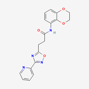molecular formula C18H16N4O4 B6904264 N-(2,3-dihydro-1,4-benzodioxin-5-yl)-3-(3-pyridin-2-yl-1,2,4-oxadiazol-5-yl)propanamide 