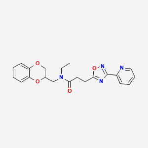 molecular formula C21H22N4O4 B6904273 N-(2,3-dihydro-1,4-benzodioxin-3-ylmethyl)-N-ethyl-3-(3-pyridin-2-yl-1,2,4-oxadiazol-5-yl)propanamide 