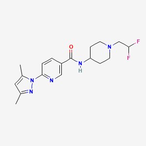 molecular formula C18H23F2N5O B6904284 N-[1-(2,2-difluoroethyl)piperidin-4-yl]-6-(3,5-dimethylpyrazol-1-yl)pyridine-3-carboxamide 