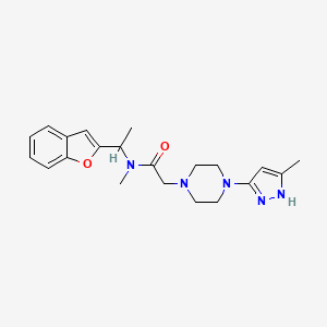 molecular formula C21H27N5O2 B6904321 N-[1-(1-benzofuran-2-yl)ethyl]-N-methyl-2-[4-(5-methyl-1H-pyrazol-3-yl)piperazin-1-yl]acetamide 