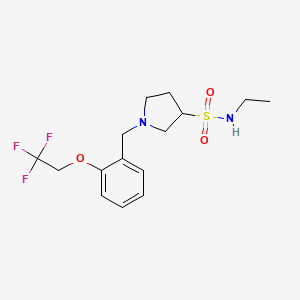 molecular formula C15H21F3N2O3S B6904626 N-ethyl-1-[[2-(2,2,2-trifluoroethoxy)phenyl]methyl]pyrrolidine-3-sulfonamide 