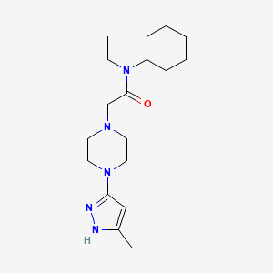 molecular formula C18H31N5O B6904640 N-cyclohexyl-N-ethyl-2-[4-(5-methyl-1H-pyrazol-3-yl)piperazin-1-yl]acetamide 