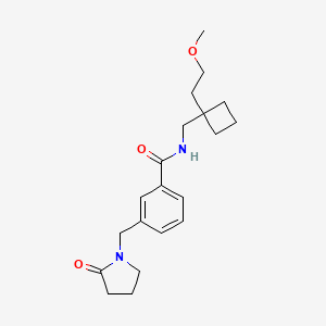 molecular formula C20H28N2O3 B6904686 N-[[1-(2-methoxyethyl)cyclobutyl]methyl]-3-[(2-oxopyrrolidin-1-yl)methyl]benzamide 