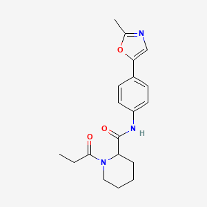 molecular formula C19H23N3O3 B6904713 N-[4-(2-methyl-1,3-oxazol-5-yl)phenyl]-1-propanoylpiperidine-2-carboxamide 
