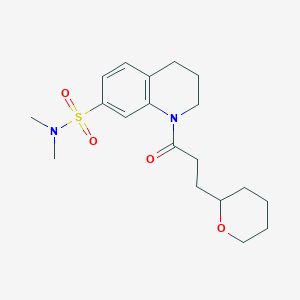 molecular formula C19H28N2O4S B6904738 N,N-dimethyl-1-[3-(oxan-2-yl)propanoyl]-3,4-dihydro-2H-quinoline-7-sulfonamide 