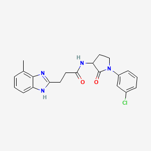 molecular formula C21H21ClN4O2 B6904803 N-[1-(3-chlorophenyl)-2-oxopyrrolidin-3-yl]-3-(4-methyl-1H-benzimidazol-2-yl)propanamide 