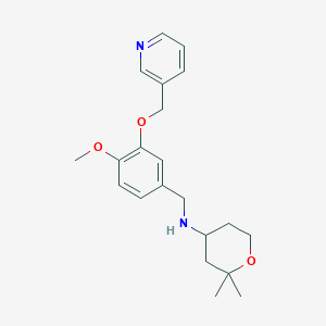 molecular formula C21H28N2O3 B6904833 N-[[4-methoxy-3-(pyridin-3-ylmethoxy)phenyl]methyl]-2,2-dimethyloxan-4-amine 