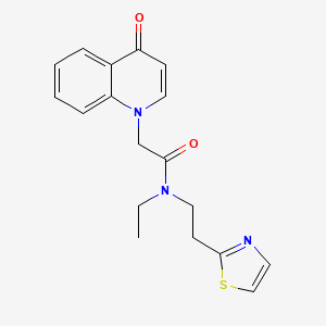 molecular formula C18H19N3O2S B6904857 N-ethyl-2-(4-oxoquinolin-1-yl)-N-[2-(1,3-thiazol-2-yl)ethyl]acetamide 