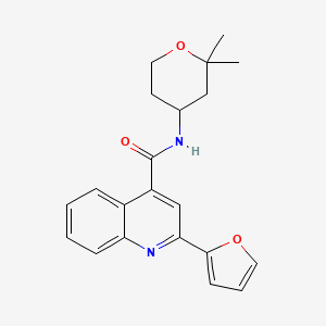 molecular formula C21H22N2O3 B6904997 N-(2,2-dimethyloxan-4-yl)-2-(furan-2-yl)quinoline-4-carboxamide 