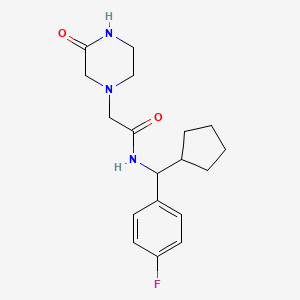 molecular formula C18H24FN3O2 B6905002 N-[cyclopentyl-(4-fluorophenyl)methyl]-2-(3-oxopiperazin-1-yl)acetamide 