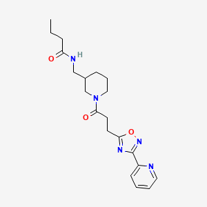 molecular formula C20H27N5O3 B6905032 N-[[1-[3-(3-pyridin-2-yl-1,2,4-oxadiazol-5-yl)propanoyl]piperidin-3-yl]methyl]butanamide 