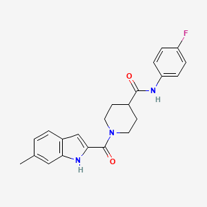 molecular formula C22H22FN3O2 B6905058 N-(4-fluorophenyl)-1-(6-methyl-1H-indole-2-carbonyl)piperidine-4-carboxamide 