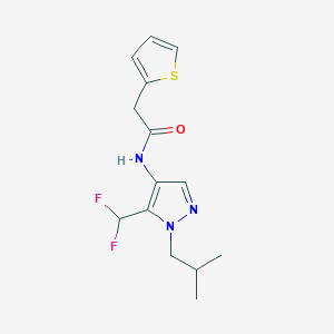 molecular formula C14H17F2N3OS B6905073 N-[5-(difluoromethyl)-1-(2-methylpropyl)pyrazol-4-yl]-2-thiophen-2-ylacetamide 