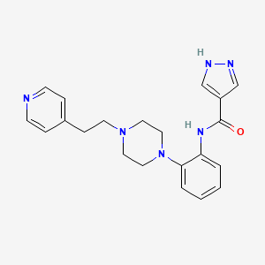 molecular formula C21H24N6O B6905267 N-[2-[4-(2-pyridin-4-ylethyl)piperazin-1-yl]phenyl]-1H-pyrazole-4-carboxamide 