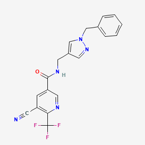 molecular formula C19H14F3N5O B6905448 N-[(1-benzylpyrazol-4-yl)methyl]-5-cyano-6-(trifluoromethyl)pyridine-3-carboxamide 