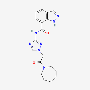 molecular formula C18H21N7O2 B6905454 N-[1-[2-(azepan-1-yl)-2-oxoethyl]-1,2,4-triazol-3-yl]-1H-indazole-7-carboxamide 