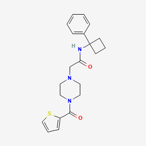 molecular formula C21H25N3O2S B6905486 N-(1-phenylcyclobutyl)-2-[4-(thiophene-2-carbonyl)piperazin-1-yl]acetamide 