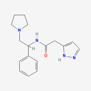 molecular formula C17H22N4O B6905529 N-(1-phenyl-2-pyrrolidin-1-ylethyl)-2-(1H-pyrazol-5-yl)acetamide 