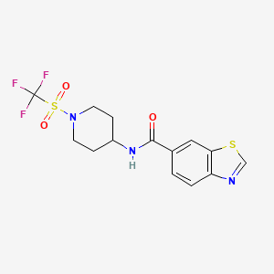 molecular formula C14H14F3N3O3S2 B6905553 N-[1-(trifluoromethylsulfonyl)piperidin-4-yl]-1,3-benzothiazole-6-carboxamide 