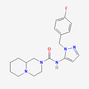 molecular formula C19H24FN5O B6905607 N-[2-[(4-fluorophenyl)methyl]pyrazol-3-yl]-1,3,4,6,7,8,9,9a-octahydropyrido[1,2-a]pyrazine-2-carboxamide 