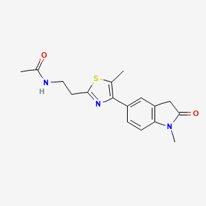 molecular formula C17H19N3O2S B6905780 N-[2-[5-methyl-4-(1-methyl-2-oxo-3H-indol-5-yl)-1,3-thiazol-2-yl]ethyl]acetamide 