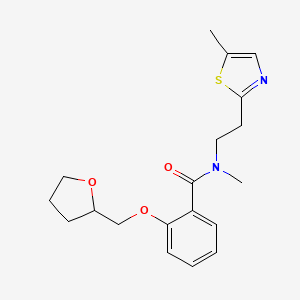 molecular formula C19H24N2O3S B6905978 N-methyl-N-[2-(5-methyl-1,3-thiazol-2-yl)ethyl]-2-(oxolan-2-ylmethoxy)benzamide 