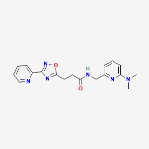 molecular formula C18H20N6O2 B6906041 N-[[6-(dimethylamino)pyridin-2-yl]methyl]-3-(3-pyridin-2-yl-1,2,4-oxadiazol-5-yl)propanamide 