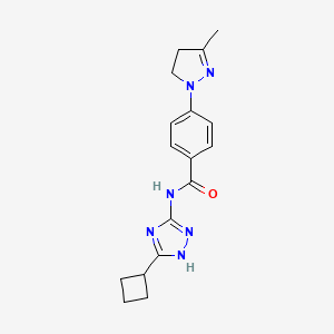 molecular formula C17H20N6O B6906146 N-(5-cyclobutyl-1H-1,2,4-triazol-3-yl)-4-(5-methyl-3,4-dihydropyrazol-2-yl)benzamide 