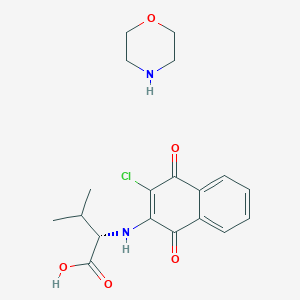 molecular formula C19H23ClN2O5 B069062 L-Valine, N-(3-chloro-1,4-dihydro-1,4-dioxo-2-naphthalenyl)-, compd. with morpholine (1:1) CAS No. 180179-66-2