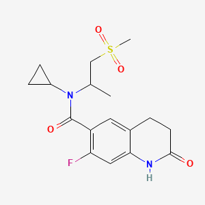 molecular formula C17H21FN2O4S B6906212 N-cyclopropyl-7-fluoro-N-(1-methylsulfonylpropan-2-yl)-2-oxo-3,4-dihydro-1H-quinoline-6-carboxamide 