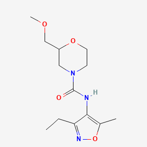 molecular formula C13H21N3O4 B6906245 N-(3-ethyl-5-methyl-1,2-oxazol-4-yl)-2-(methoxymethyl)morpholine-4-carboxamide 