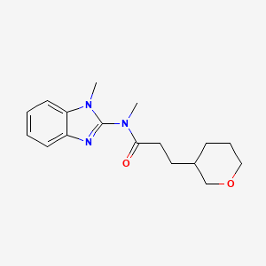 molecular formula C17H23N3O2 B6906257 N-methyl-N-(1-methylbenzimidazol-2-yl)-3-(oxan-3-yl)propanamide 