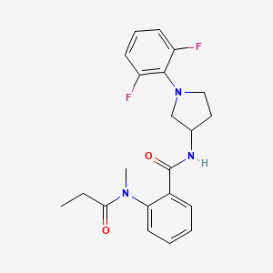 molecular formula C21H23F2N3O2 B6906301 N-[1-(2,6-difluorophenyl)pyrrolidin-3-yl]-2-[methyl(propanoyl)amino]benzamide 