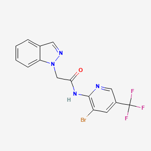 molecular formula C15H10BrF3N4O B6906366 N-[3-bromo-5-(trifluoromethyl)pyridin-2-yl]-2-indazol-1-ylacetamide 