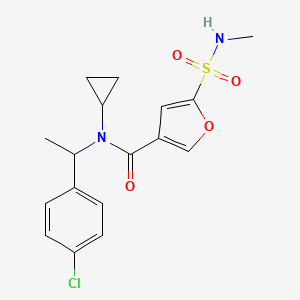 molecular formula C17H19ClN2O4S B6906393 N-[1-(4-chlorophenyl)ethyl]-N-cyclopropyl-5-(methylsulfamoyl)furan-3-carboxamide 