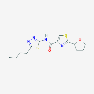 molecular formula C14H18N4O2S2 B6906427 N-(5-butyl-1,3,4-thiadiazol-2-yl)-2-(oxolan-2-yl)-1,3-thiazole-4-carboxamide 