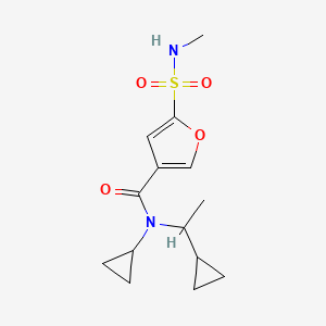 molecular formula C14H20N2O4S B6906719 N-cyclopropyl-N-(1-cyclopropylethyl)-5-(methylsulfamoyl)furan-3-carboxamide 