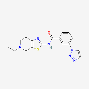 molecular formula C17H18N6OS B6906757 N-(5-ethyl-6,7-dihydro-4H-[1,3]thiazolo[5,4-c]pyridin-2-yl)-3-(triazol-1-yl)benzamide 
