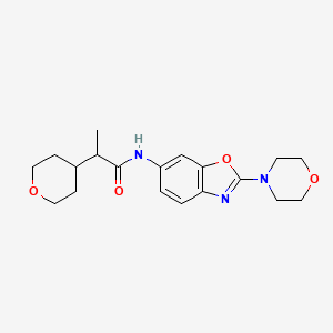 molecular formula C19H25N3O4 B6906868 N-(2-morpholin-4-yl-1,3-benzoxazol-6-yl)-2-(oxan-4-yl)propanamide 