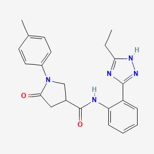 molecular formula C22H23N5O2 B6906900 N-[2-(5-ethyl-1H-1,2,4-triazol-3-yl)phenyl]-1-(4-methylphenyl)-5-oxopyrrolidine-3-carboxamide 
